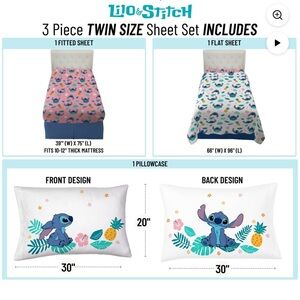 Lilo & Stitch Twin Size Sheet Set